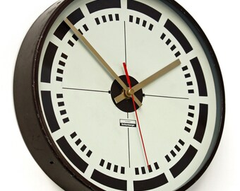 Vintage Schlumberger Wall Clock - 26cm French Metal Retro Mid Century Style Clock Bauhaus Industrial Factory Clock Gift Off The Wall Clocks