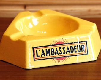 Vintage French Ambassadeur Ashtray - 16cm Retro Bar Advertising French Bistro Pernod Pastis Aperitif Gift Off The Wall Clocks