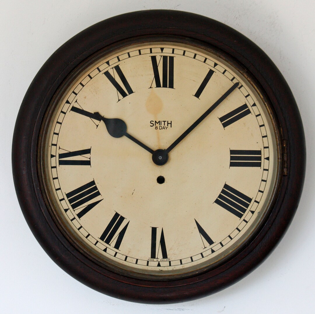 Vintage 38cm Smiths Wall Clock Wooden Retro Large Rustic Mid Etsy