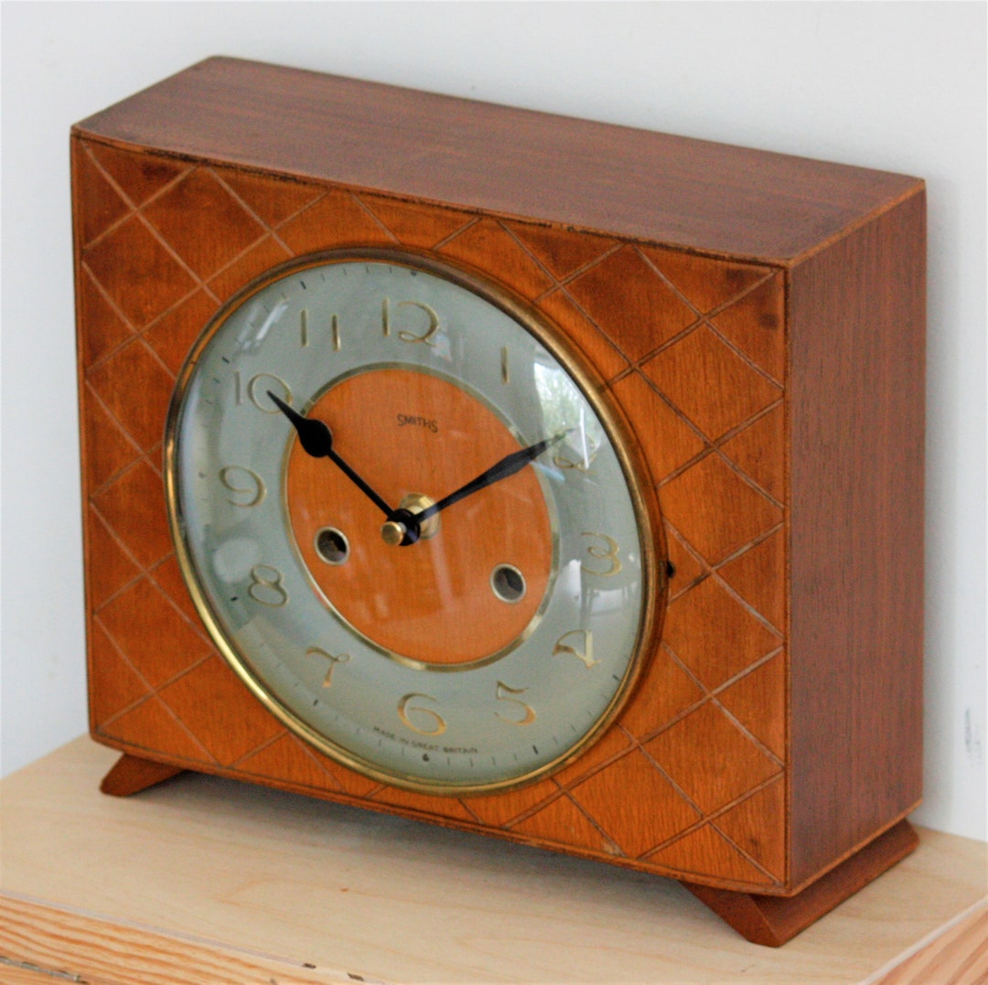 Vintage 23cm Smiths Mantel Clock Wooden Retro Mid Century Etsy UK