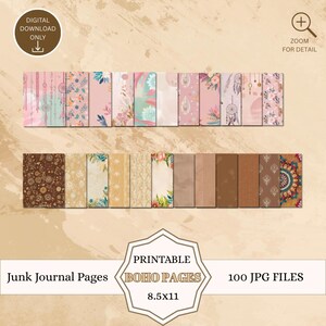100 Boho Junk Journal Pages Printable, Aesthetic Grunge Vintage Paper for Scrapbooking & Collage