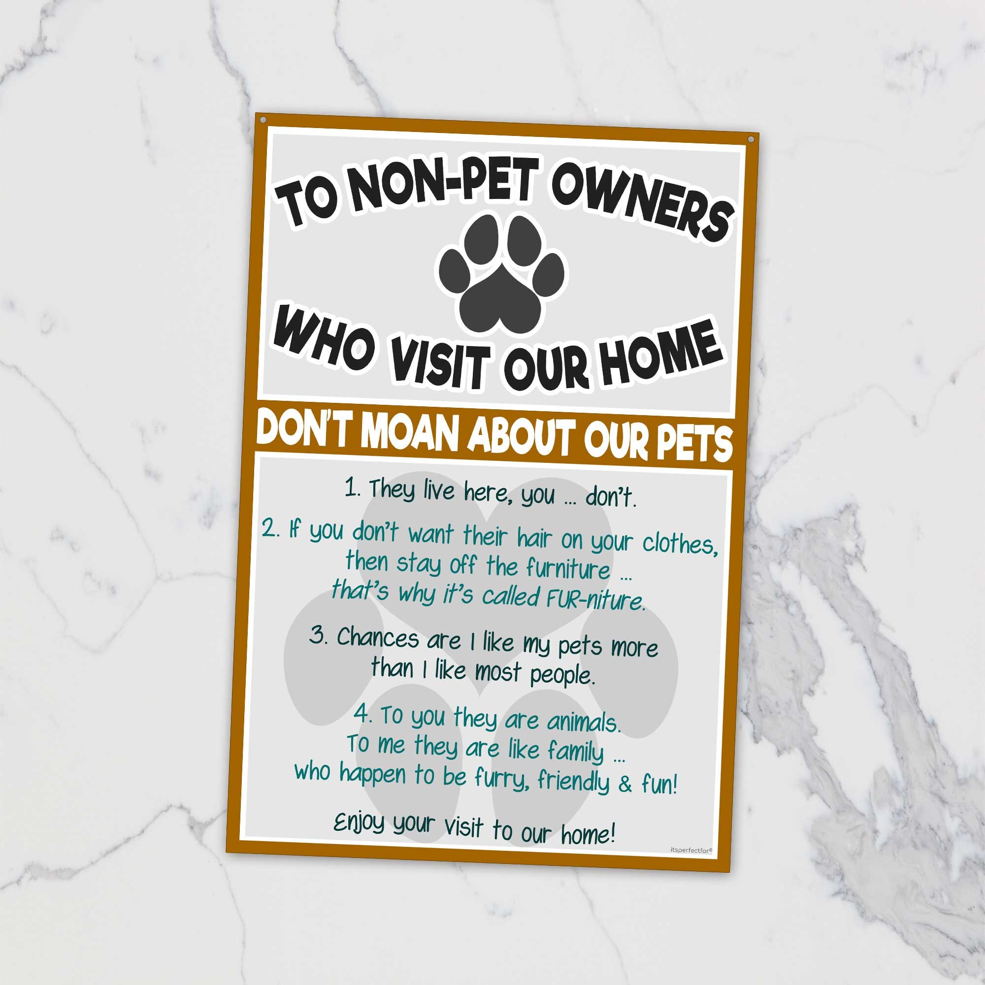 Rules to Non Pet Owners Metal Sign for all Animal Lovers Etsy