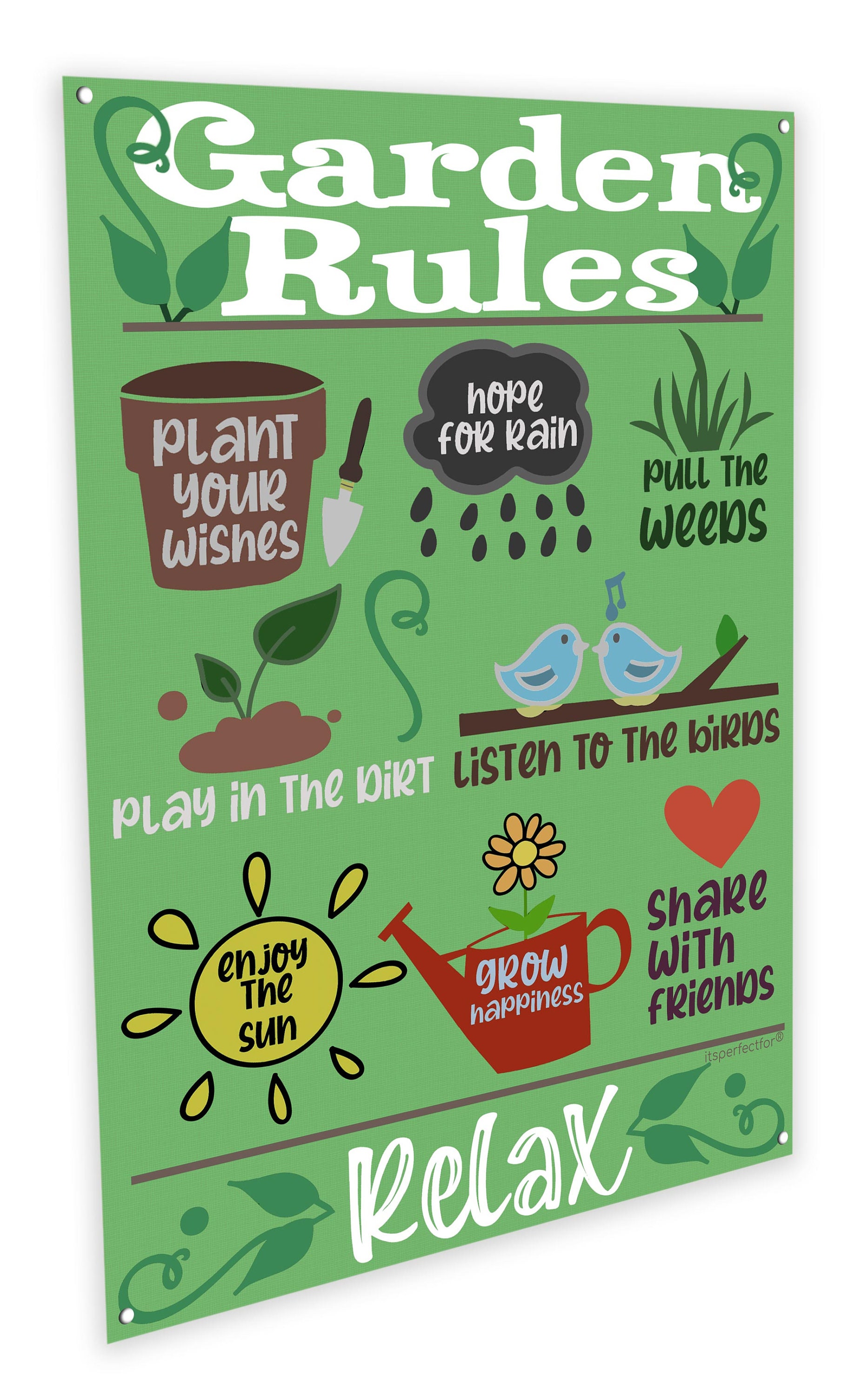 Garden Rules Metal Sign Plaque Gift Gardening Funny Notice Etsy