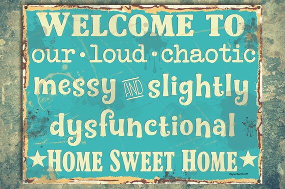 Funny Kitchen Quote Metal Tin Sign Wall Decor, Rustic Our Family