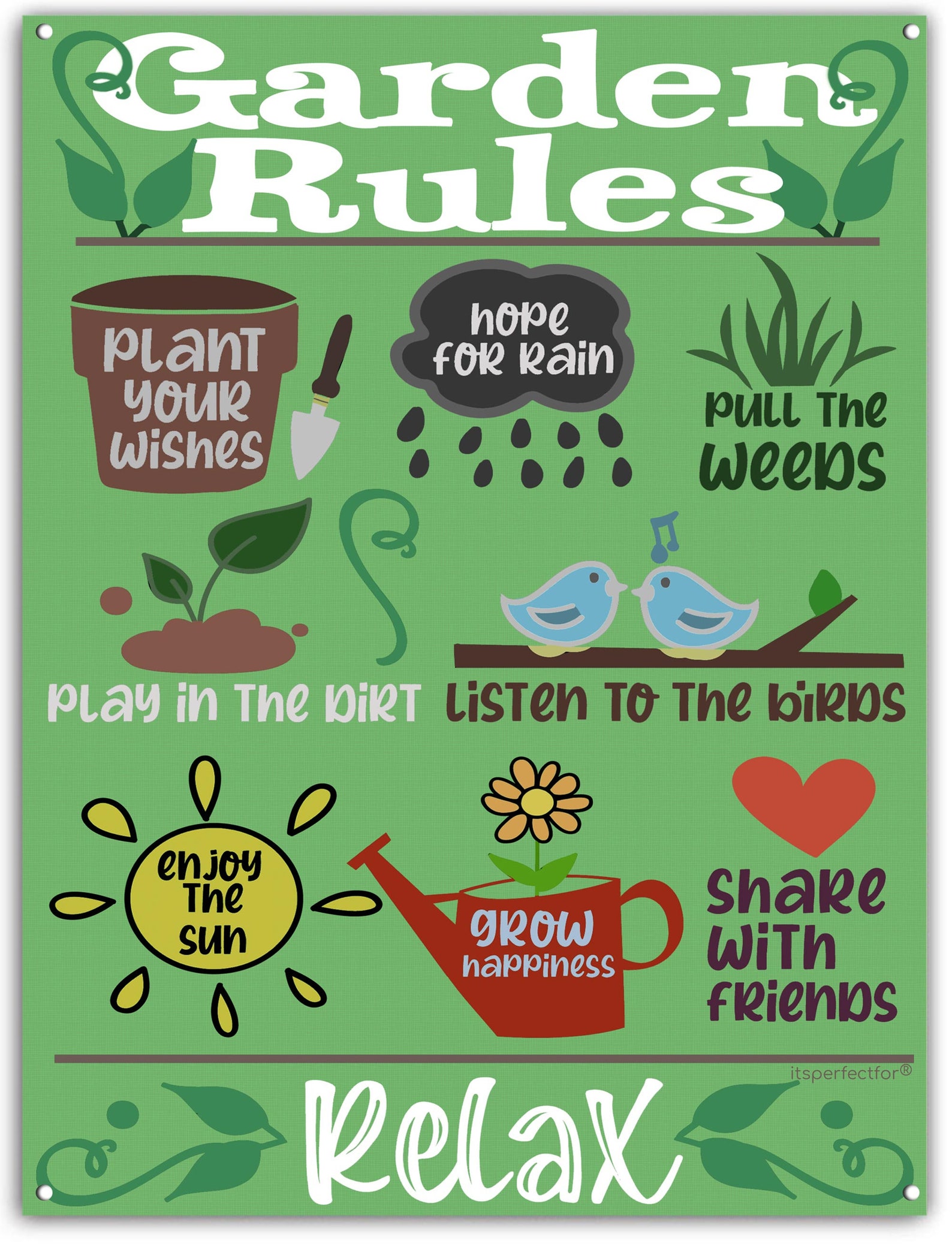 Garden Rules Metal Sign Plaque Gift Gardening Funny Notice Etsy