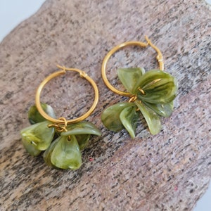 Boucles d'oreilles créoles Suzie vert kaki