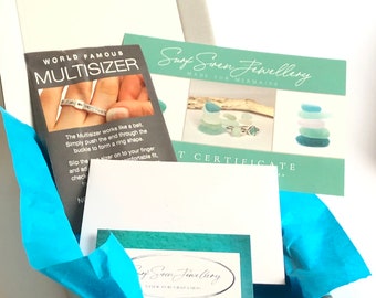 Gift Voucher for a Custom made Silver and Turquoise Cornish Sea Glass Stacking Ring - Gift experience