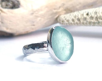 Custom Cornish Sea Glass Ring: Sterling Silver Statement Ring