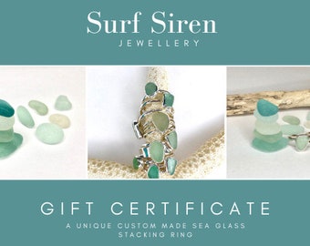 Gift Voucher for a Custom made Silver and Turquoise Cornish Sea Glass Stacking Ring - Gift experience