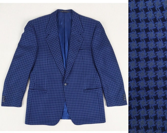 VERSACE V2 vintage 90s cobalt blue houndstooth wool sport coat blazer