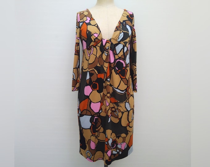 DIANE VON FURSTENBERG Elena pre-owned bold multicolor print silk jersey dress