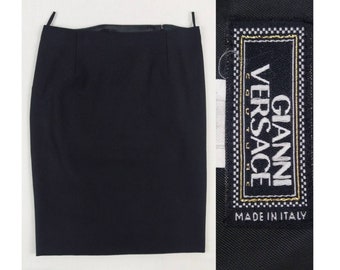 GIANNI VERSACE COUTURE vintage 90s black wool pencil skirt