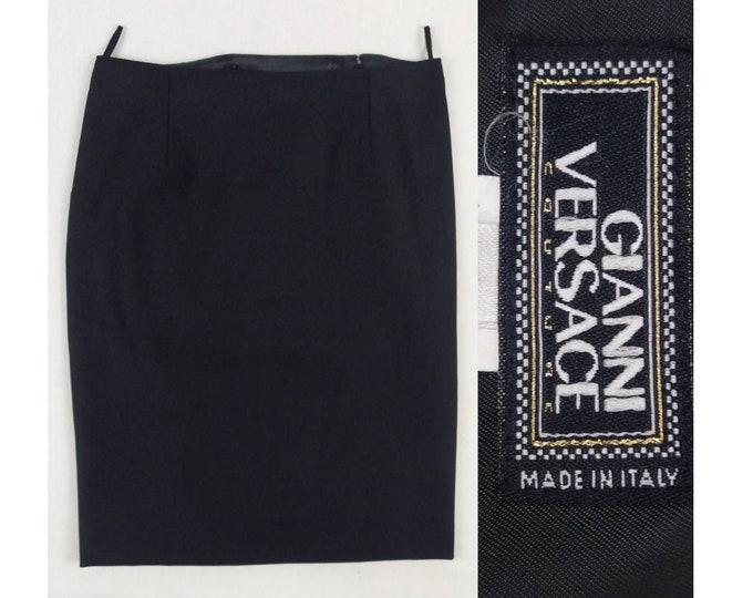 GIANNI VERSACE COUTURE vintage 90s black wool pencil skirt