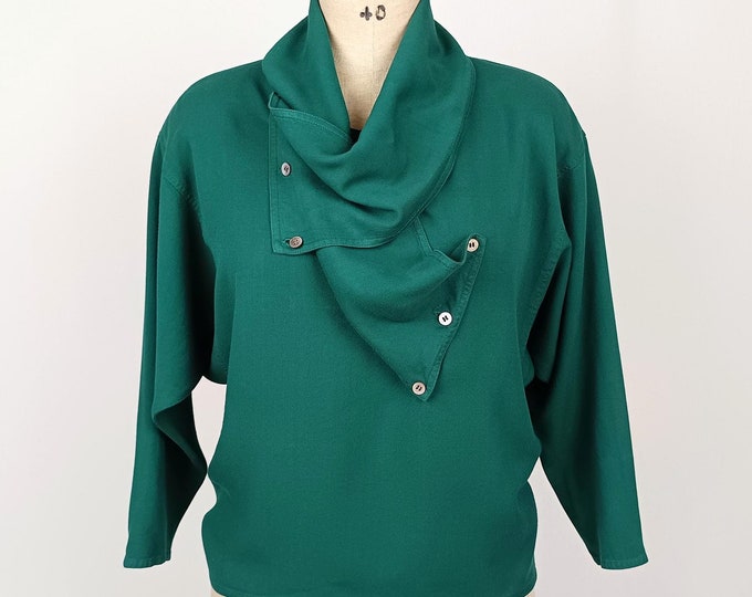JUNKO KOSHINO vintage 80s green avantgarde blouse