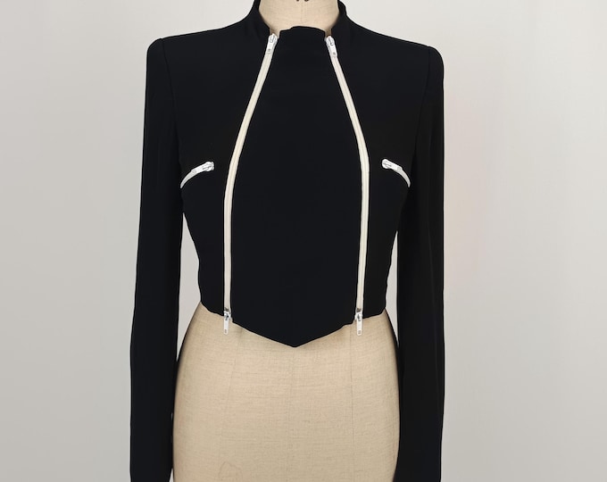FUTURE OZBEK vintage 90s double zipper front bolero jacket