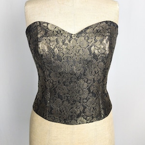 VERA MONT vintage 80s gold lace corset top