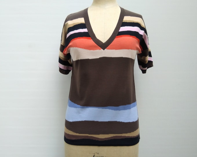 SONIA RYKIEL pre-owned brown colorblock cotton knit top