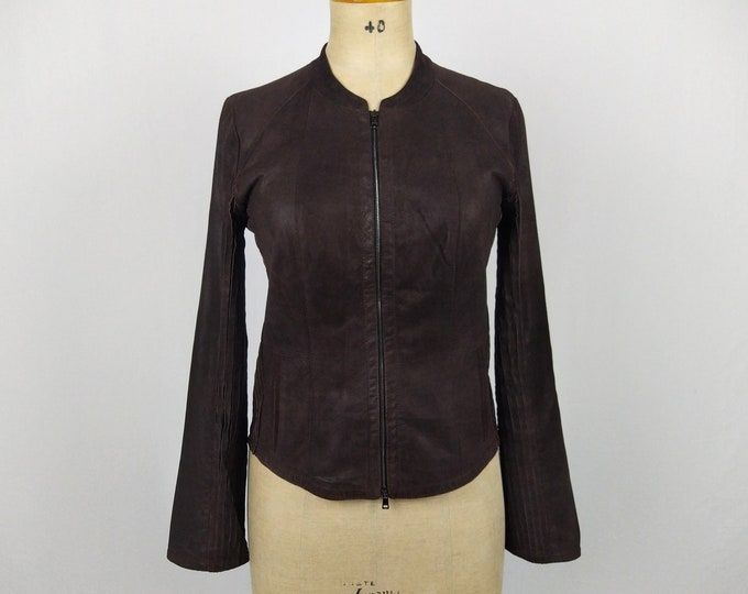 MARC CAIN pre-owned brown coated kid suede jacket