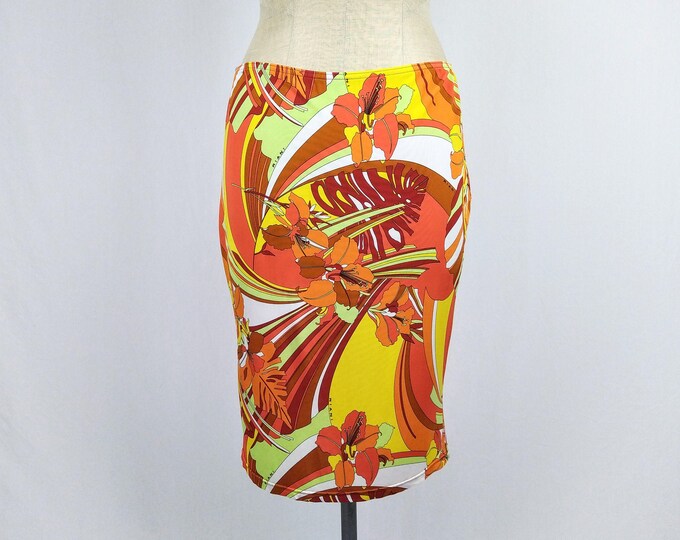 RIANI pre-owned bold tropical print jersey skirt