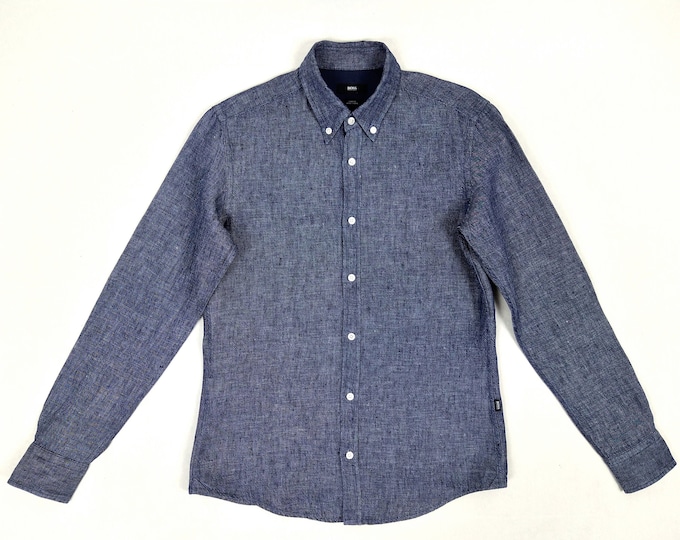 BOSS pre-owned denim look linen shirt