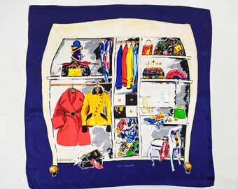 KARL LAGERFELD vintage 90s closet print silk satin square scarf