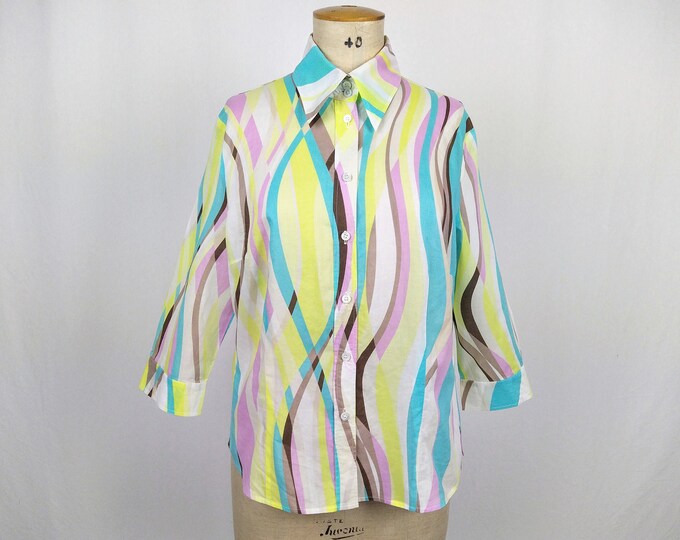 ESCADA SPORT pre-owned multicolour print fitted cotton blouse