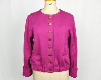 BALENCIAGA 80s vintage fuchsia wool knit jacket