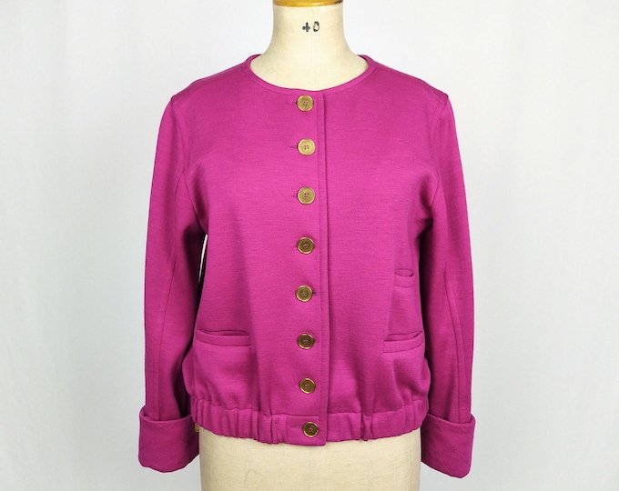 BALENCIAGA 80s vintage fuchsia wool knit jacket