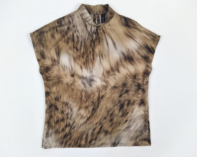 MARC CAIN pre-owned fur print silk satin blouse