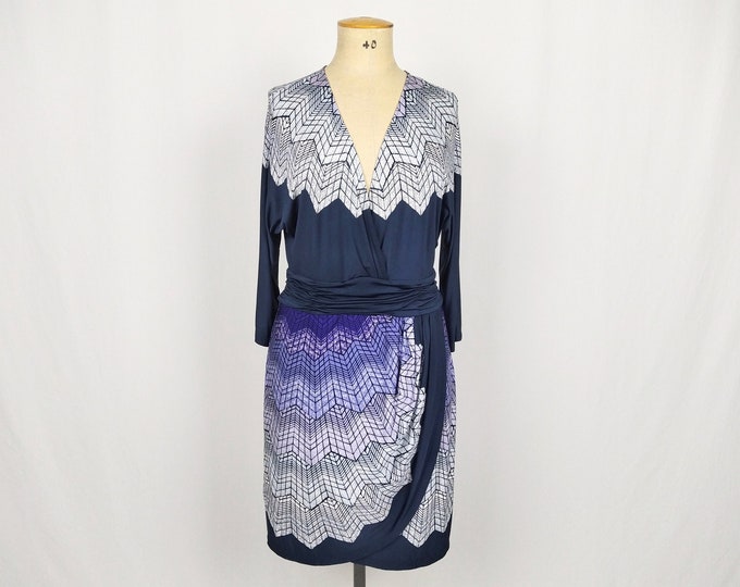 BCBG MAX AZRIA pre-owned navy geometric print faux wrap dress