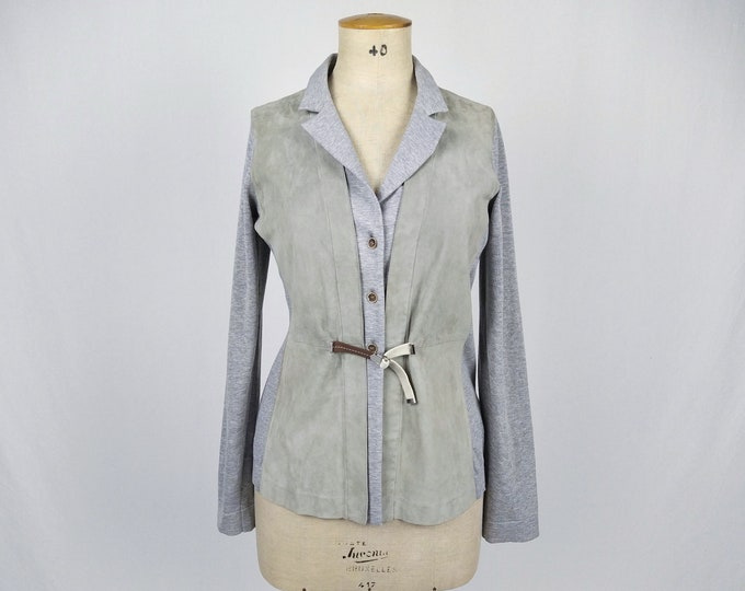 FABIANA FILIPPI pre-owned grey leather front cotton cardigan