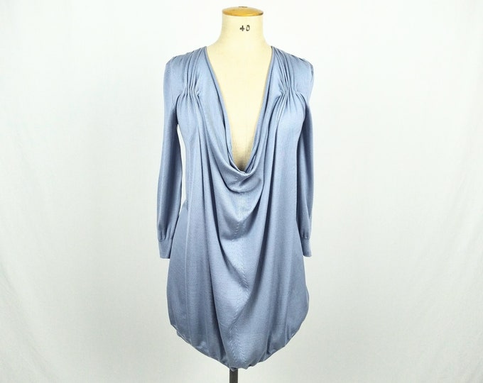 SPORTMAX pre-owned powder blue silk knit draped tunic