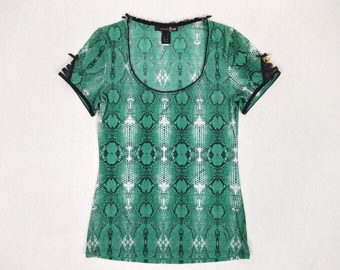 JUST CAVALLI UNDERWEAR pre-owned green snake print top