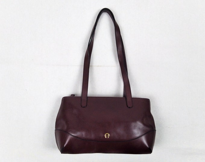 ETIENNE AIGNER vintage oxblood leather tote shoulder bag