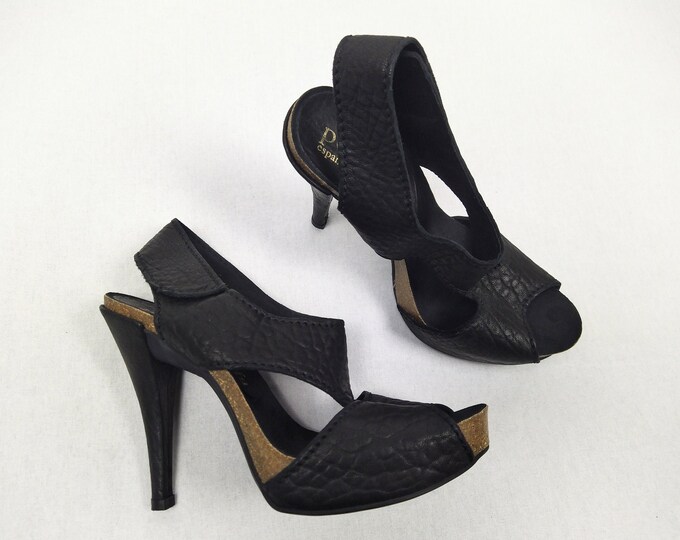 PEDRO GARCIA pre-owned black leather high heel platform sandals