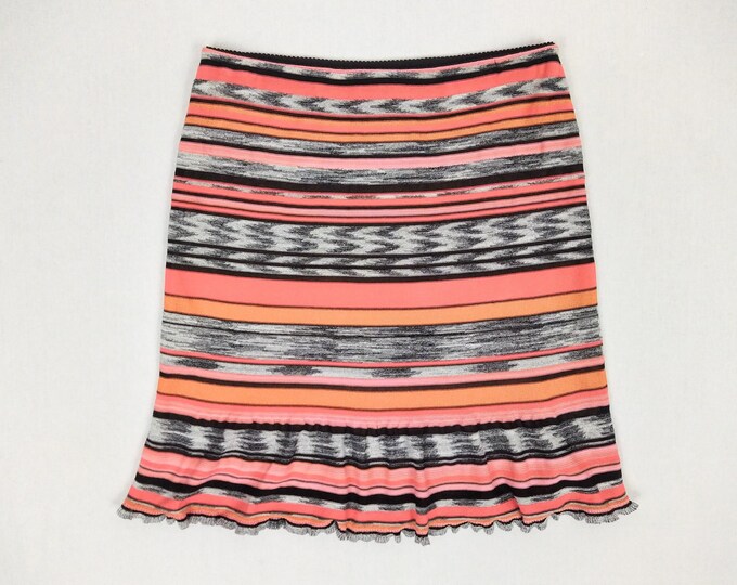 MARC CAIN pre-owned striped cotton knit skirt