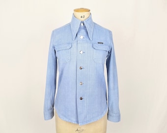 WRANGLER vintage 70s women's dagger collar denim shirt