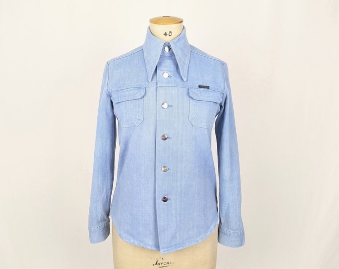 WRANGLER vintage 70s women's dagger collar denim shirt