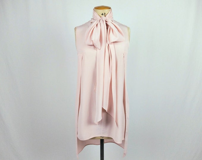 SPORTMAX pre-owned powder pink silk tunic with pussy bow