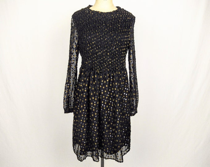RIANI pre-owned polka dot black chiffon shirred dress