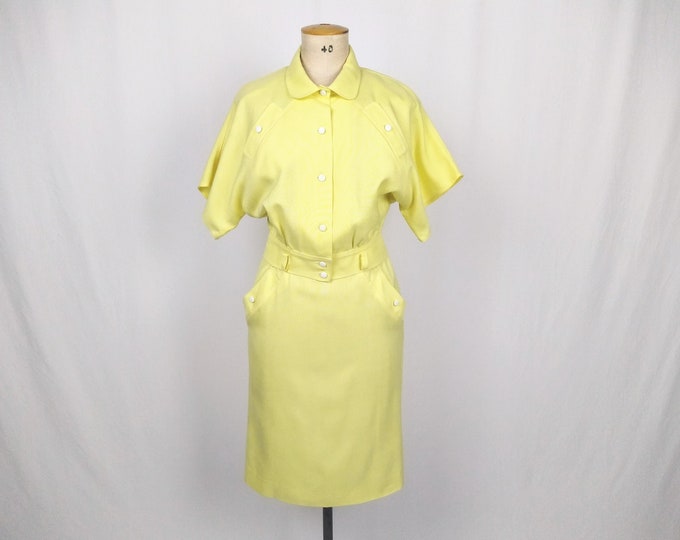 PIERRE CARDIN vintage 80s yellow skirt suit