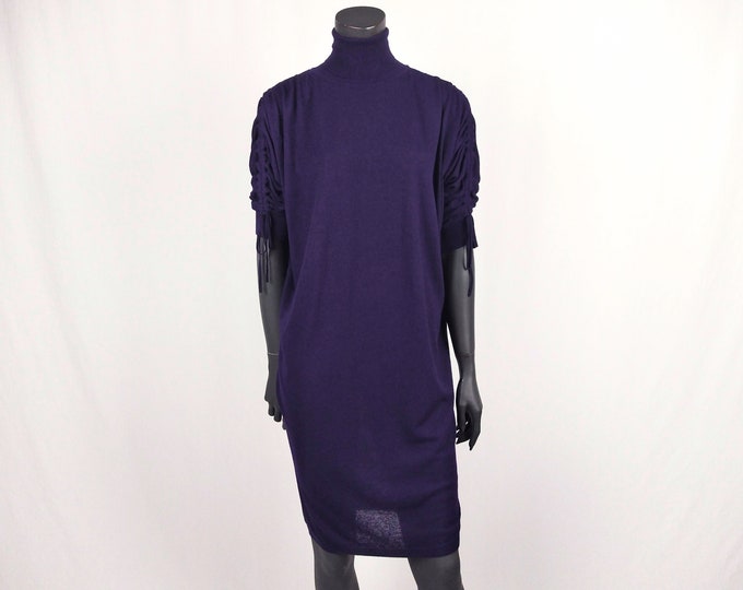 VANESSA BRUNO ATHE pre-owned purple fine knit batwing sleeve dress