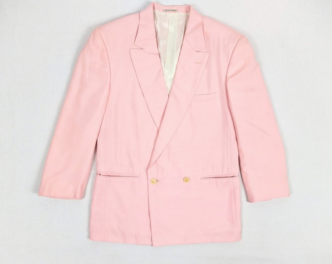 GIANNI VERSACE vintage 80s men's pink shantung silk blazer
