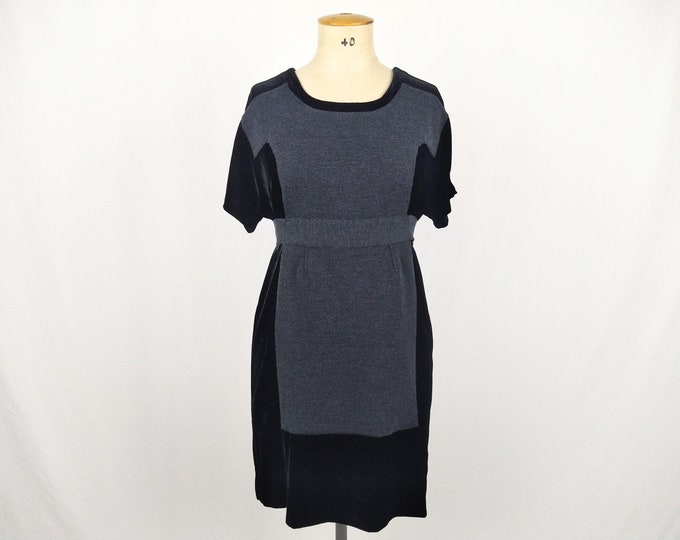 SONIA by SONIA RYKIEL pre-owned black velvet and anthracite wool knit dress