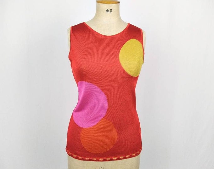 KENZO JUNGLE vintage rayon knit circle pattern tank top