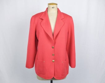 ESCADA MARGARETHA LEY vintage strawberry red wool knit blazer