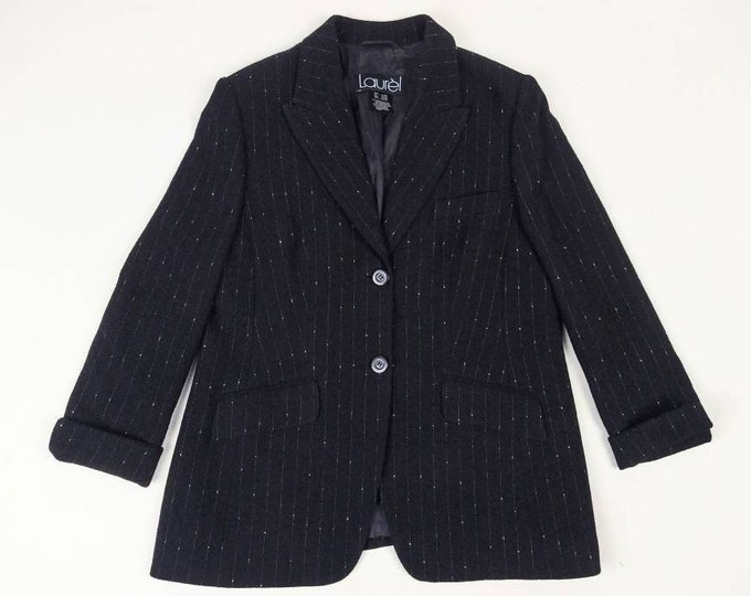 LAUREL by Escada vintage 90s pinstripe black wool crepe blazer