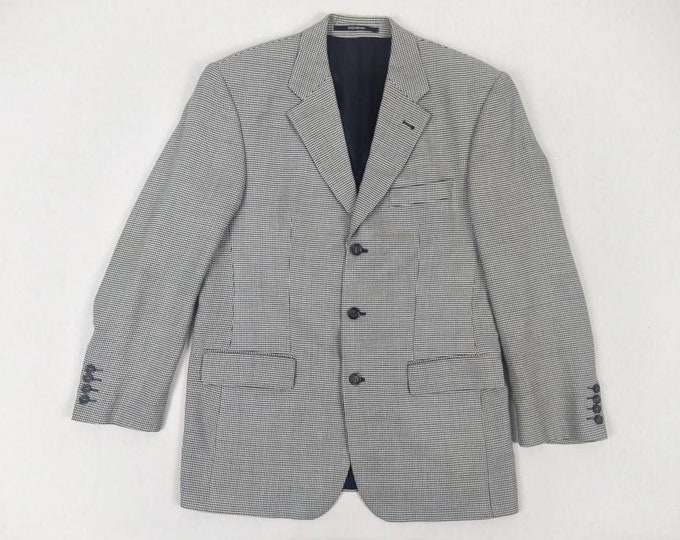 YVES SAINT LAURENT vintage black and white houndstooth sport coat blazer