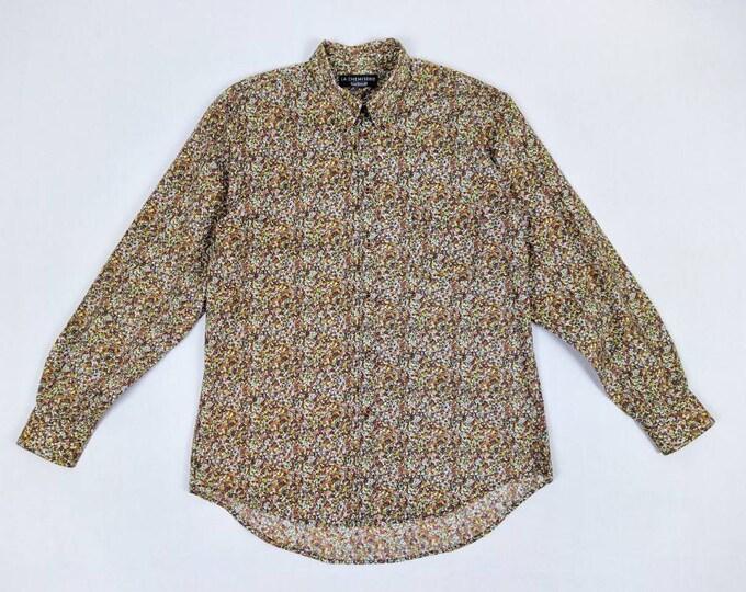 CACHAREL LA CHEMISERIE Vintage 80s Men's Floral Print Cotton Shirt - Etsy