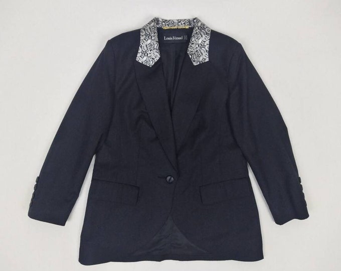 LOUIS FERAUD vintage 90s anthracite wool silk jacket blazer